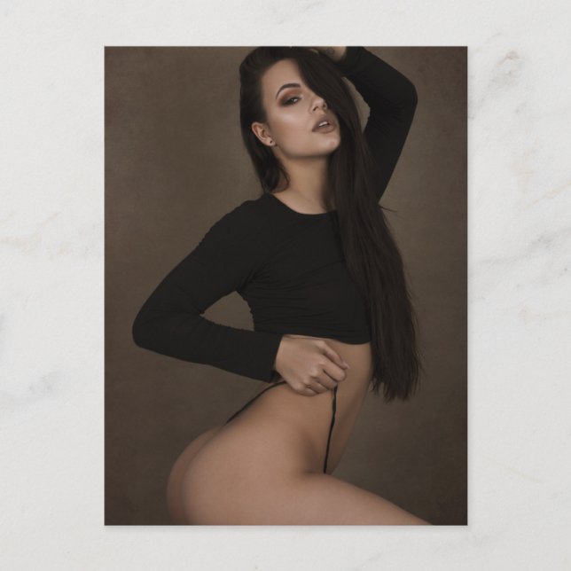 HOT ! long haired lingerie Model photo Postcard (Front)