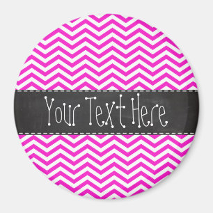 Hot Magenta Chevron Stripes; Retro Chalkboard look Magnet