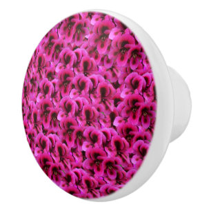 Hot Magenta Geranium Flowers, Ceramic Knob