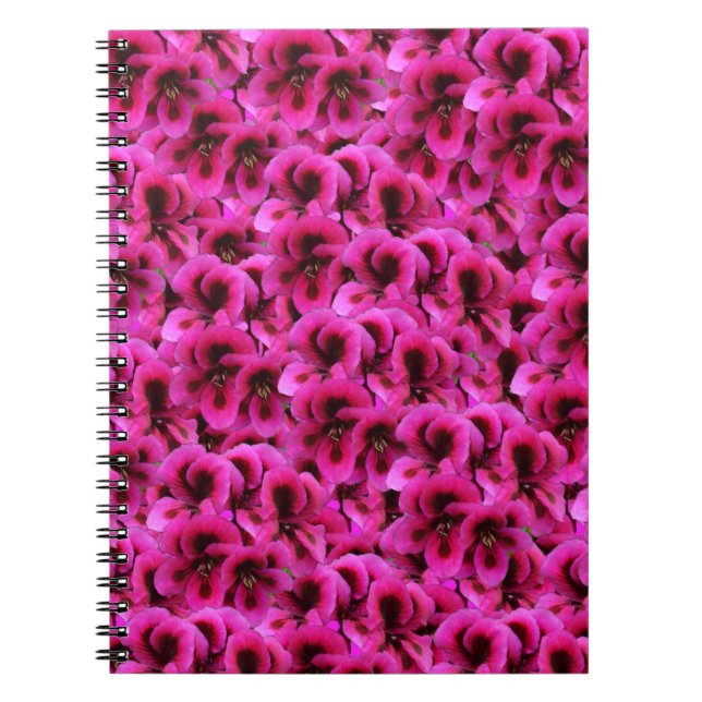Hot Magenta Geranium Flowers, Notebook (Front)