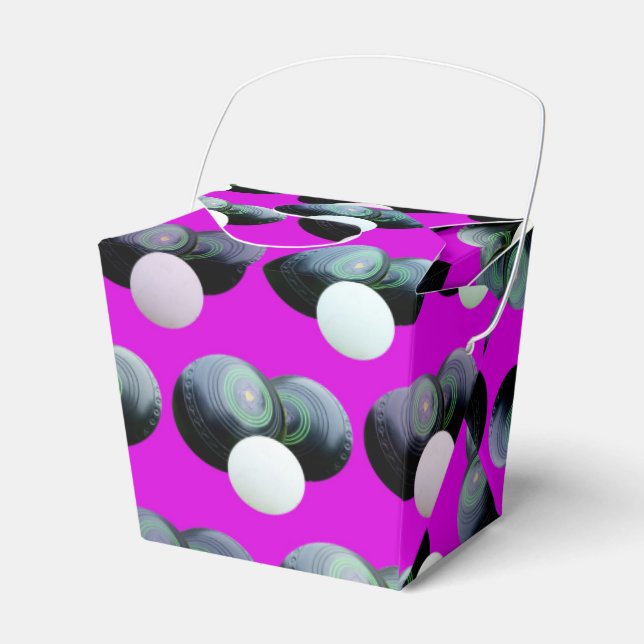 Hot Magenta Lawn Bowls Pattern, Favour Box (Front Side)