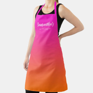 Hot Magenta Pink Bright Orange Ombre Personalised Apron