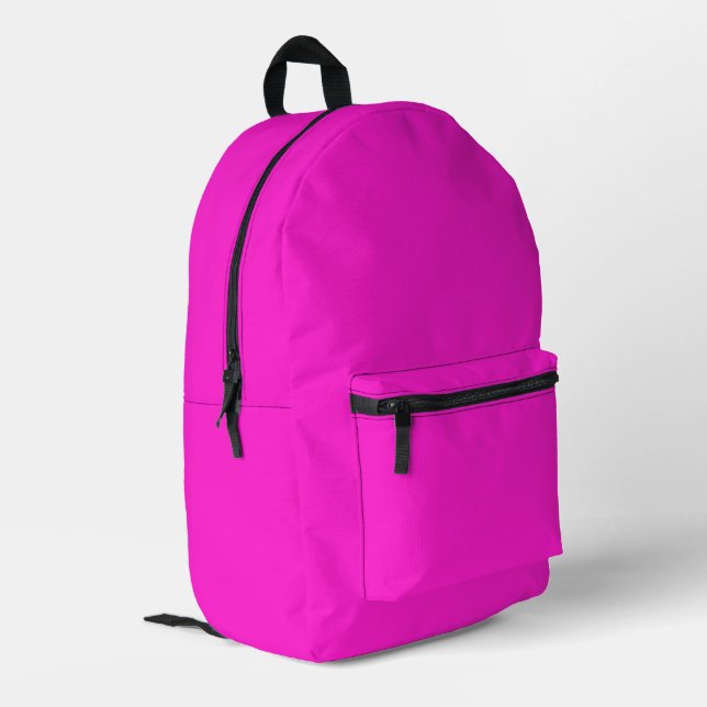 Hot Magenta Solid Colour Printed Backpack (Back Corner Left)