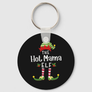 Hot Mama Christmas Elf Matching Pajama X-mas Party Key Ring