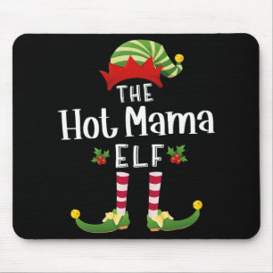 Hot Mama Christmas Elf Matching Pajama X-mas Party Mouse Mat