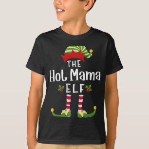 Hot Mama Christmas Elf Matching Pajama X-mas Party T-Shirt