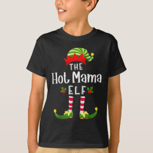 Hot Mama Christmas Elf Matching Pajama X-mas Party T-Shirt