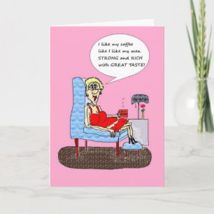 HOT MAMA'S MEN AND COFFEE FUNNY BIRTHDAY CARD