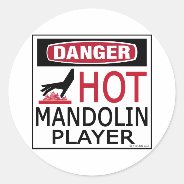 Hot Mandolin Player Classic Round Sticker (Front)