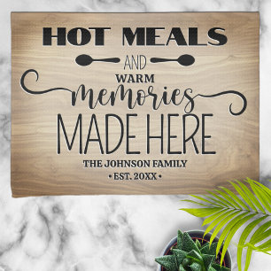 Hot Meals Warm Memories Personalised Tea Towel