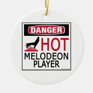 Hot Melodeon Player Ceramic Tree Decoration