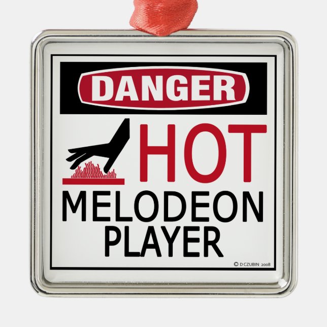 Hot Melodeon Player Metal Tree Decoration (Front)