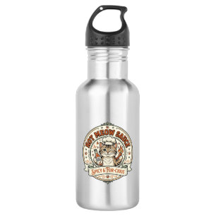 Hot Meow Sauce Cat Hot Sauce Spicy Food Cat Vintag 532 Ml Water Bottle