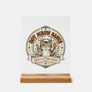Hot Meow Sauce Cat Hot Sauce Spicy Food Cat Vintag Acrylic Sign