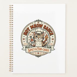 Hot Meow Sauce Cat Hot Sauce Spicy Food Cat Vintag Planner