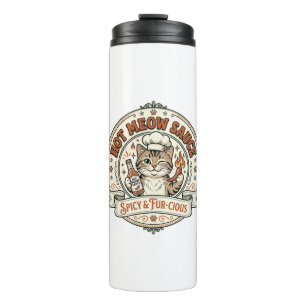 Hot Meow Sauce Cat Hot Sauce Spicy Food Cat Vintag Thermal Tumbler