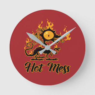 Hot Mess Crispy Dragon Round Clock