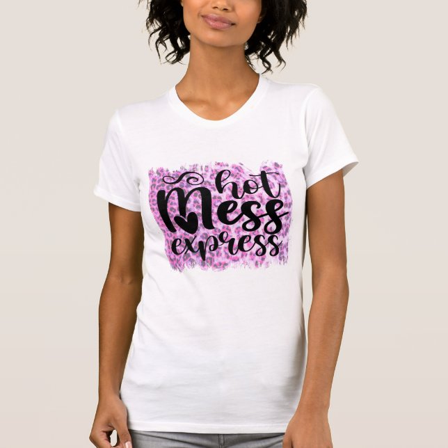 Hot Mess Express Pink Leopard Distressed Shirt (Front)