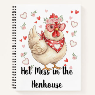 Hot Mess in the Henhouse Valentine Chicken Grid Notebook