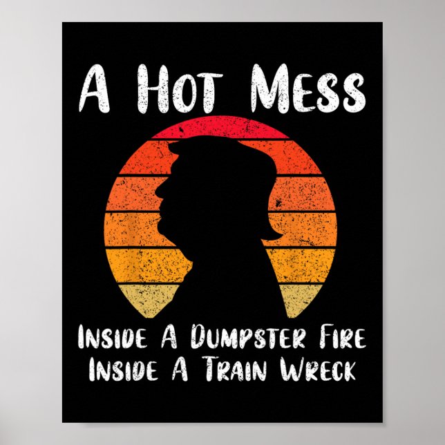 Hot Mess Inside A Dumpster Fire Inside A Train Wre Poster (Front)