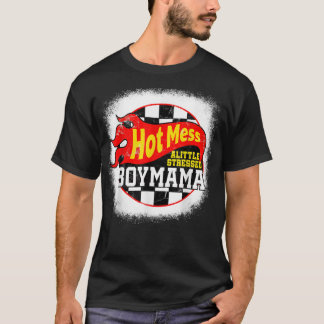 Hot Mess Little Stressed Boy Mama Racing Cars  T-Shirt