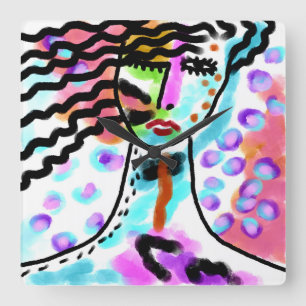 Hot Mess Original Abstract Art Square Wall Clock