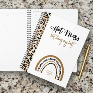 Hot Mess Quote Animal Leopard Print Rainbow Planner