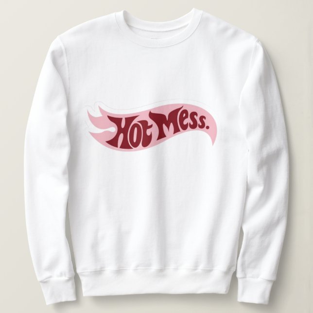 Hot Mess Sweatshirt | Retro Flame Graphic Crewneck (Design Front)