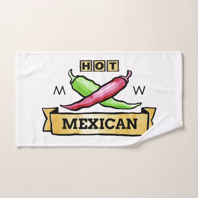 Hot Mexican custom monogram & colour hand towel (Hand Towel)