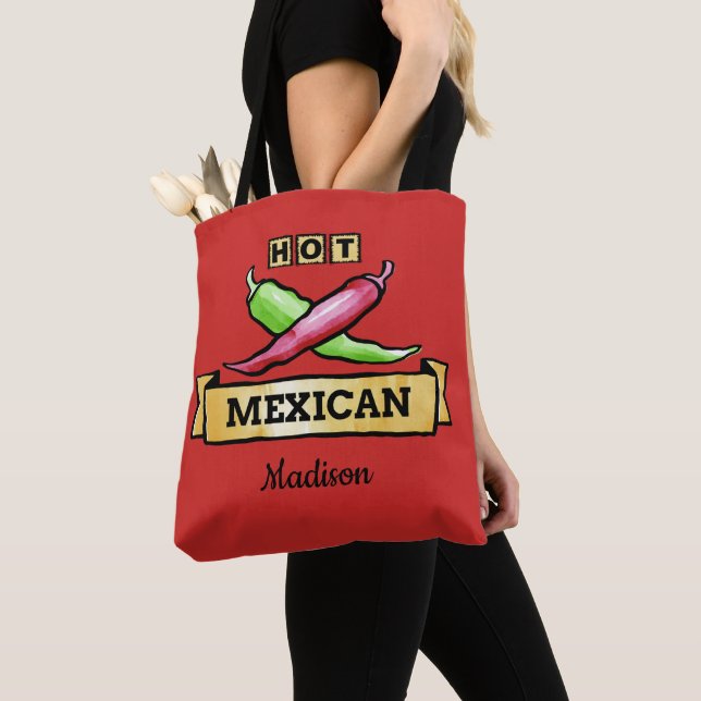 Hot Mexican custom name tote bags (Close Up)