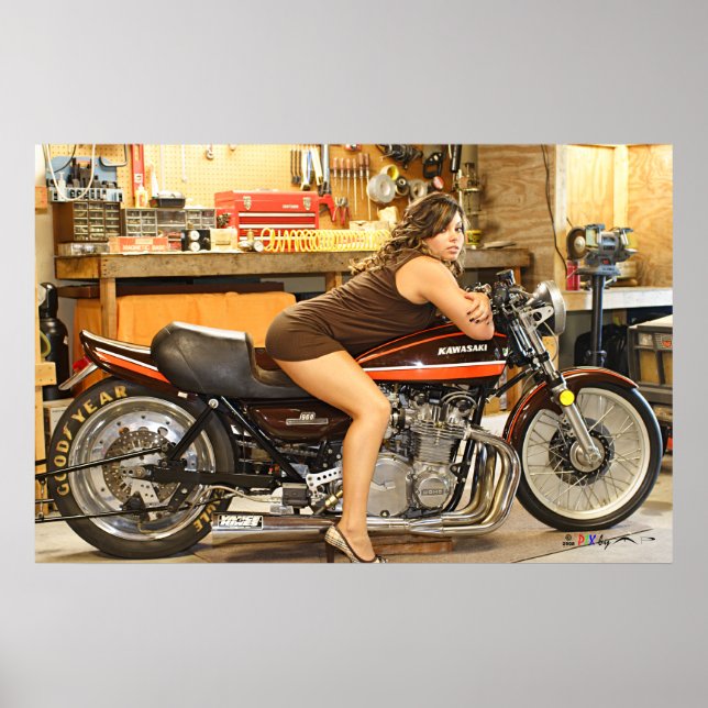 Hot Model + A Hot Classic Dragbike Poster (Front)