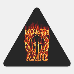 Hot Molon Labe Warrior Mask Laurels on Fire Triangle Sticker