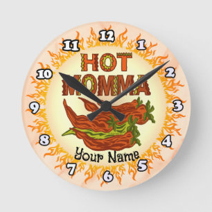 Hot Momma  Round Clock