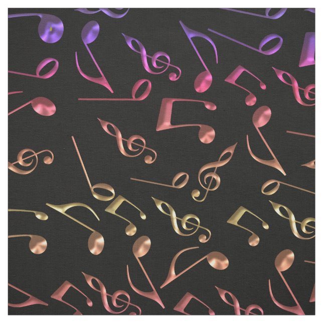 Hot Music Notes On Black or Any Colour Fabric (Swatch)