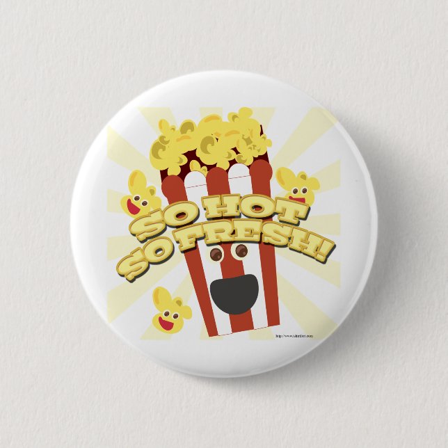 Hot N Fresh Popcorn 6 Cm Round Badge (Front)