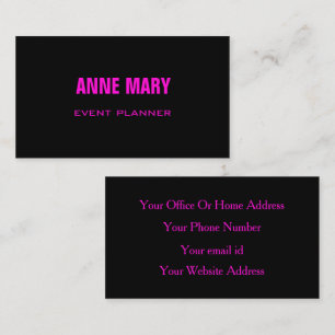 Hot Neon Pink Black Bright Colourful Girly Trendy Business Card