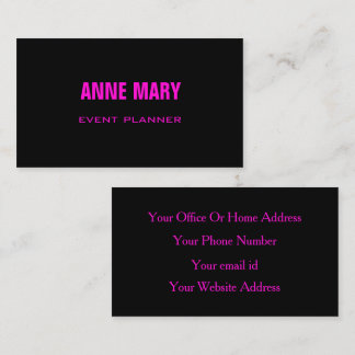 Hot Neon Pink Black Bright Colourful Girly Trendy Business Card