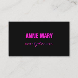 Hot Neon Pink Script Black Bright Colourful Girly Business Card