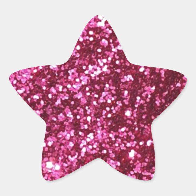 HOT NEON PINK SPARKLE GLITTER BACKGROUND PARTY FUN STAR STICKER (Front)