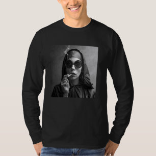 Hot nun smokes cigarette, rebellious none T-Shirt