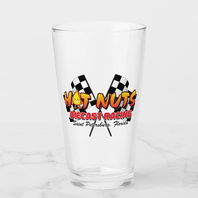 'Hot Nuts Diecast Racing' Pint Glass (Front)