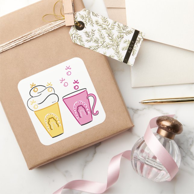 Hot or Cold Coffee for Valentines Square Sticker (Gifting)
