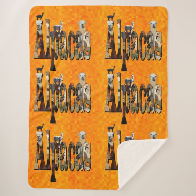 Hot Orange Alpaca Design, Sherpa Blanket (Front)