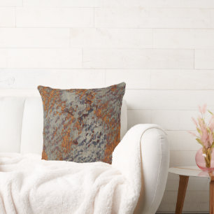 Hot Orange and Dove Grey Grunge Plaster Texture Cushion