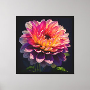 Hot Orange and Pink Dahlia Flower Canvas Print