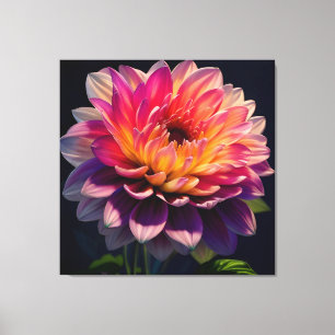 Hot Orange and Pink Dahlia Flower Canvas Print