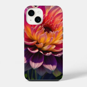 Hot Orange and Pink Dahlia Flower iPhone 14 Case