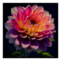 Hot Orange and Pink Dahlia Flower