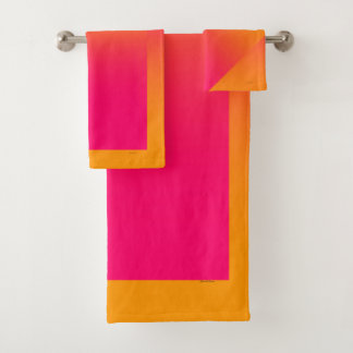 HOT ORANGE PINK BATH TOWEL SET