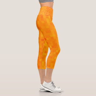 Hot Orange Shimmer Capris Leggings,